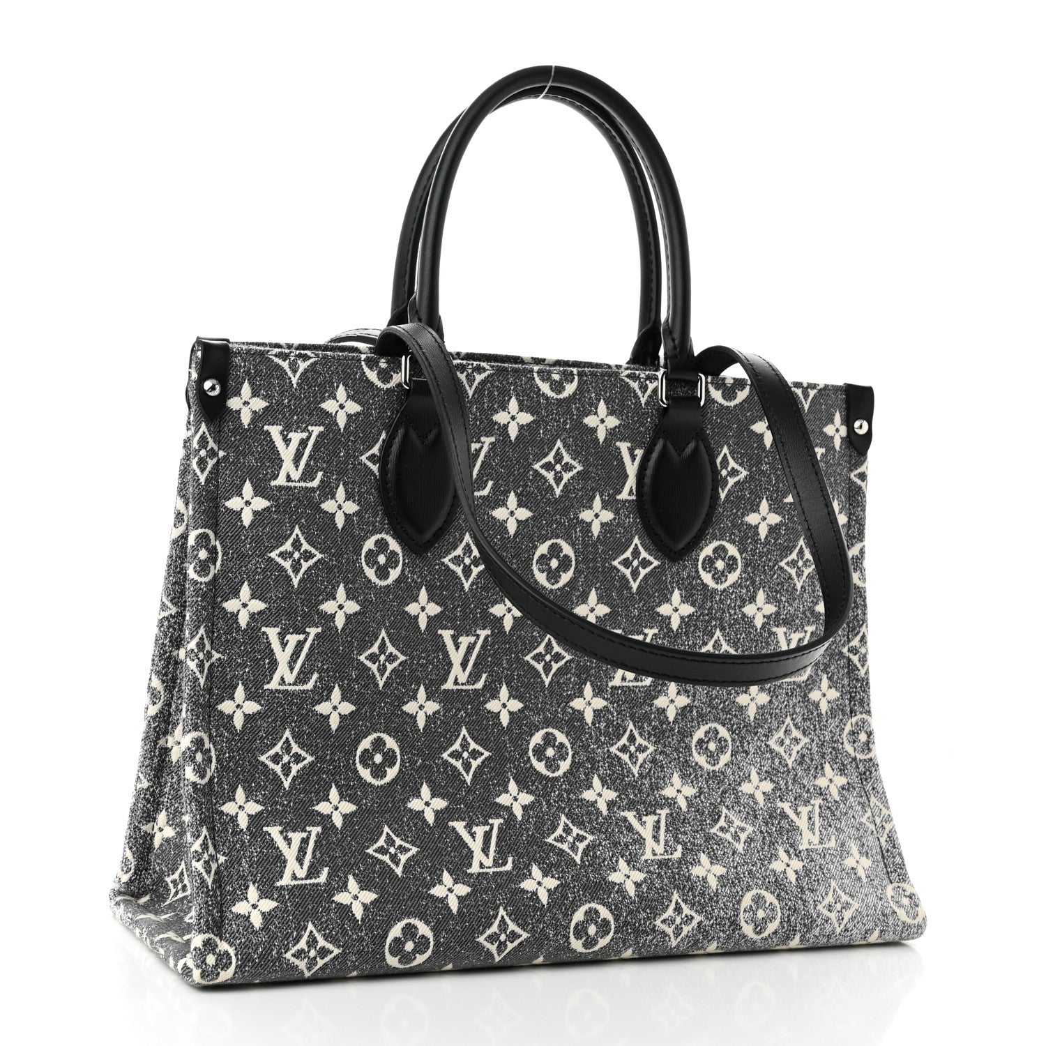 Louis Vuitton Jacquard Denim OnTheGo MM Tote Bag - Black White