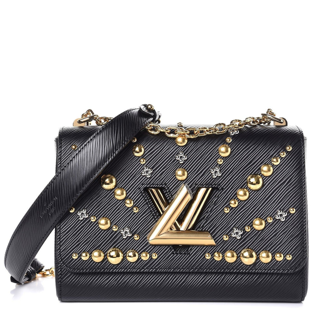 Louis Vuitton Twist Studded Epi MM Handbag - Black