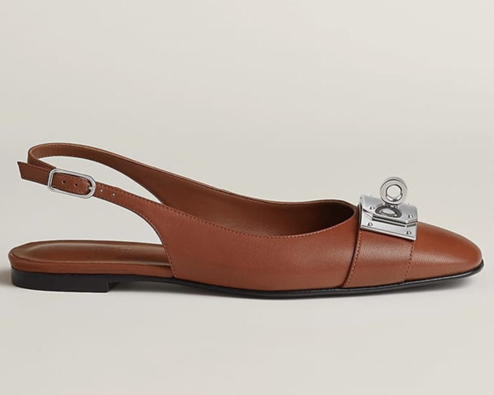 Hermes Innocente Slingback Sandals - Brown