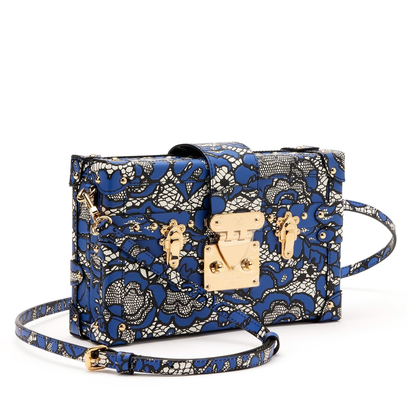 Louis Vuitton Floral Lace Print Petit Malle Handbag - Blue