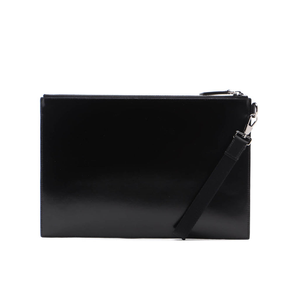 Gucci Burberry Logo Print Leather Clutch Pouch – Black