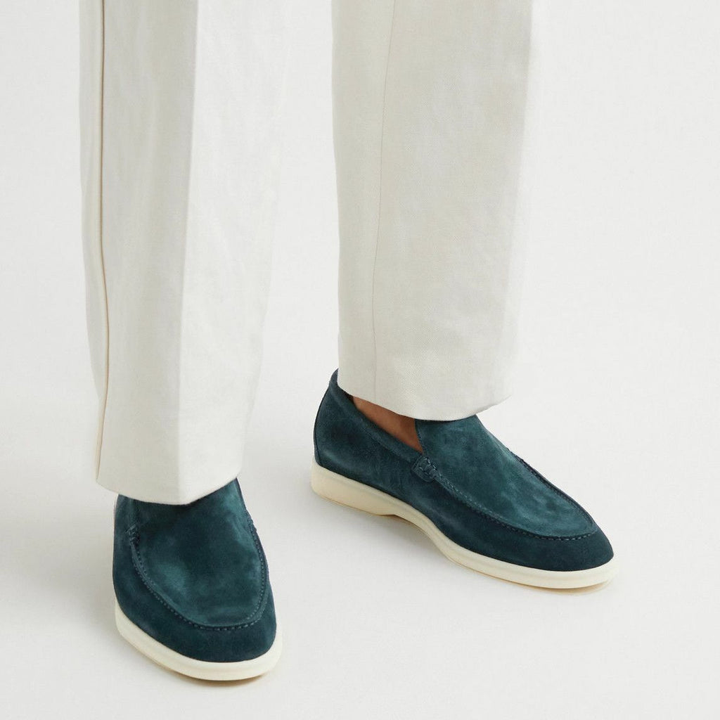 Loro Piana Summer Walk Suede Loafers - Dark Green