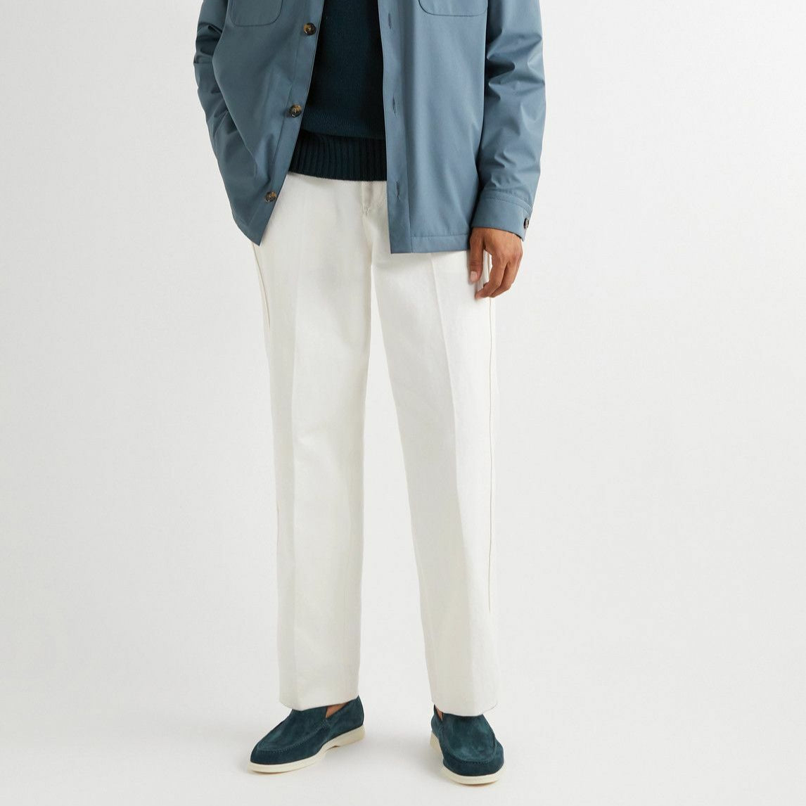 Loro Piana Summer Walk Suede Loafers - Dark Green