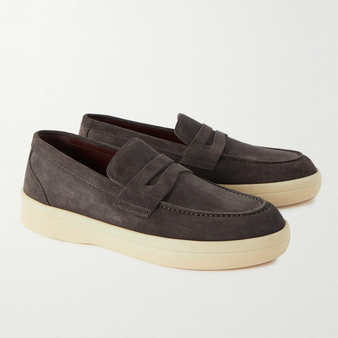 Loro Piana Summer Walk Suede Penny Loafers - Brown (208)