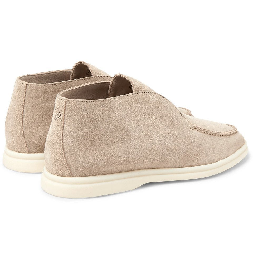 Loro Piana Open Walk Suede Ankle Boots - Beige
