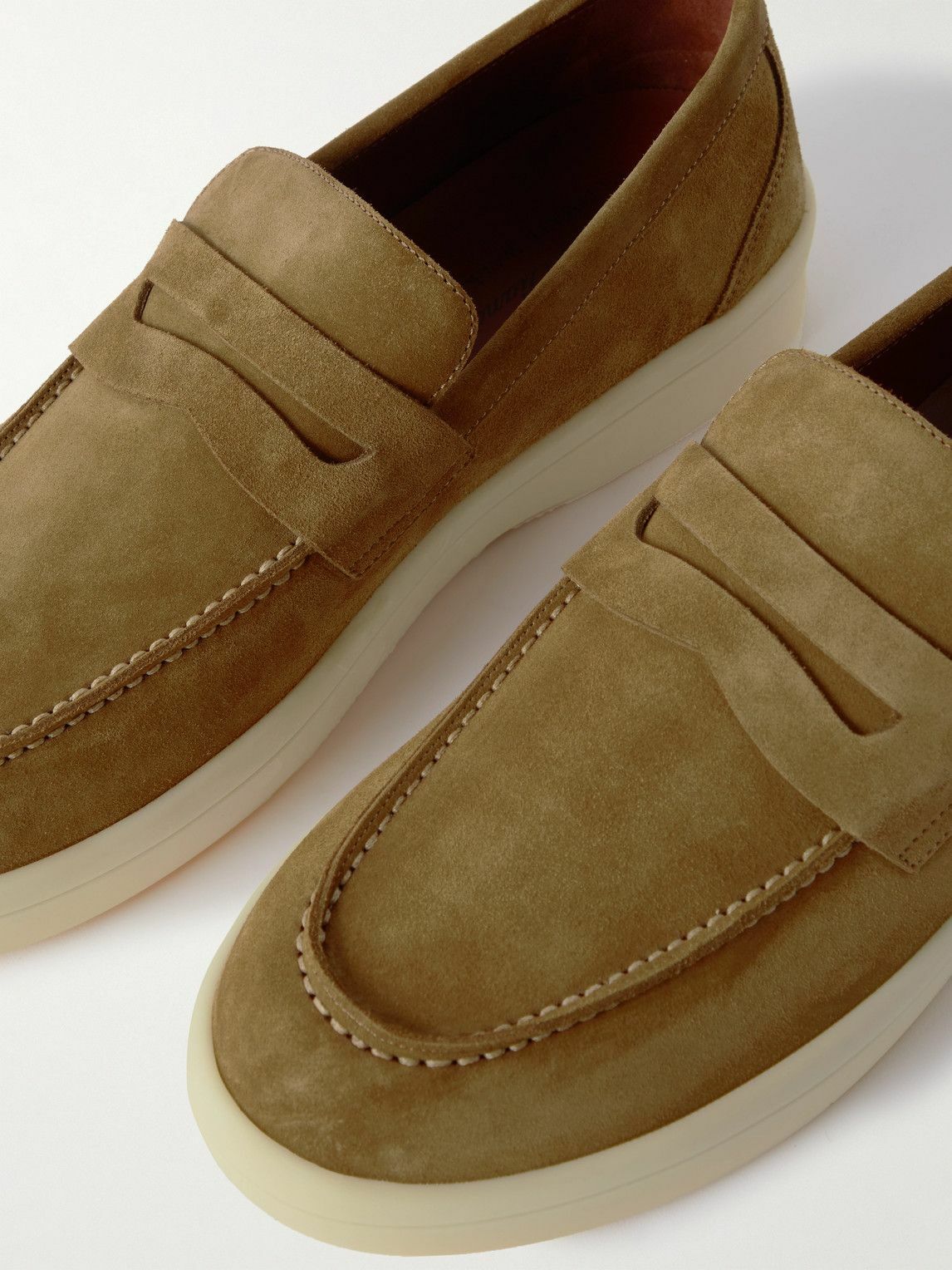 Loro Piana Ultimate Walk Suede Penny Loafers - Brown (076)