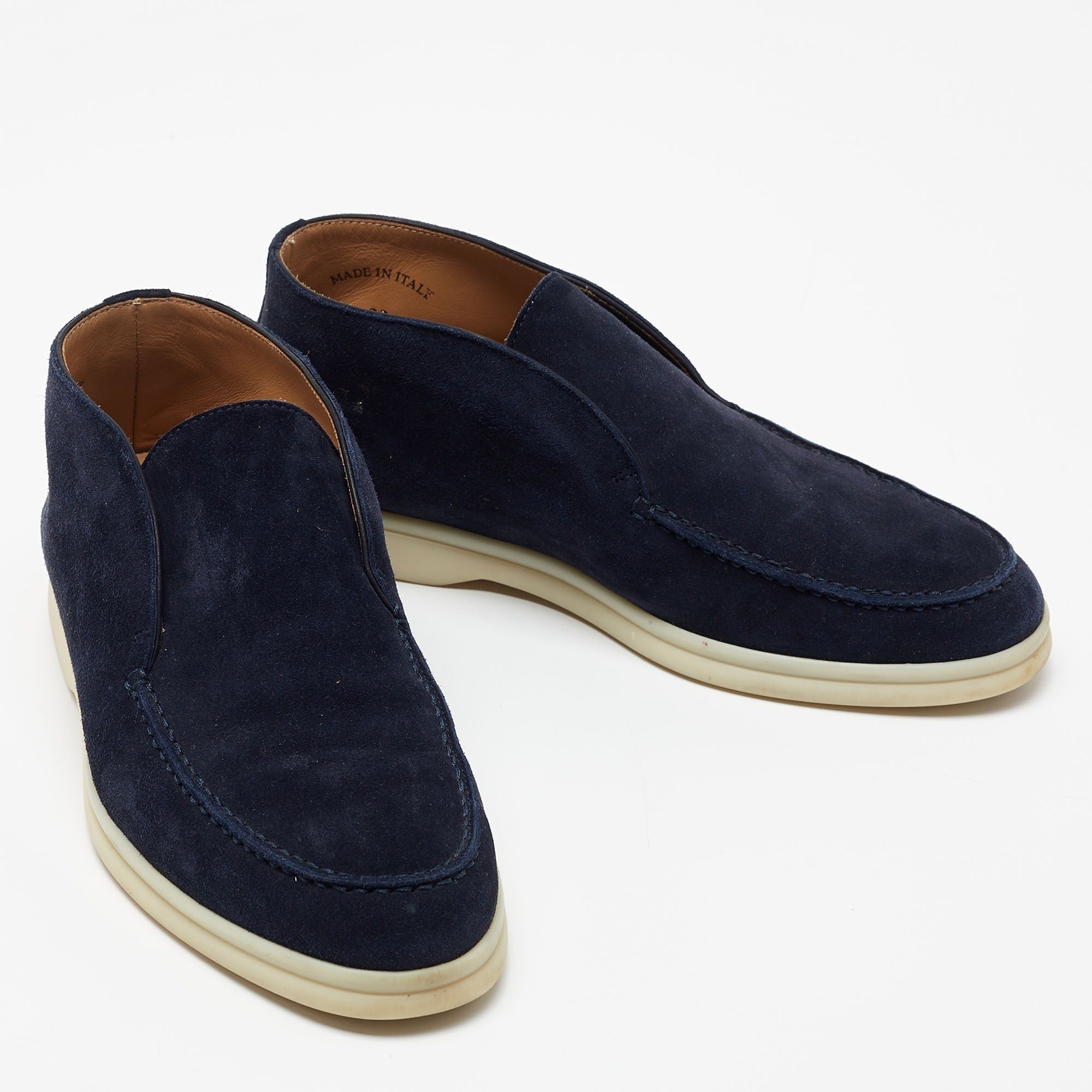 Loro Piana Open Walk Suede Boots - Navy Blue (242)