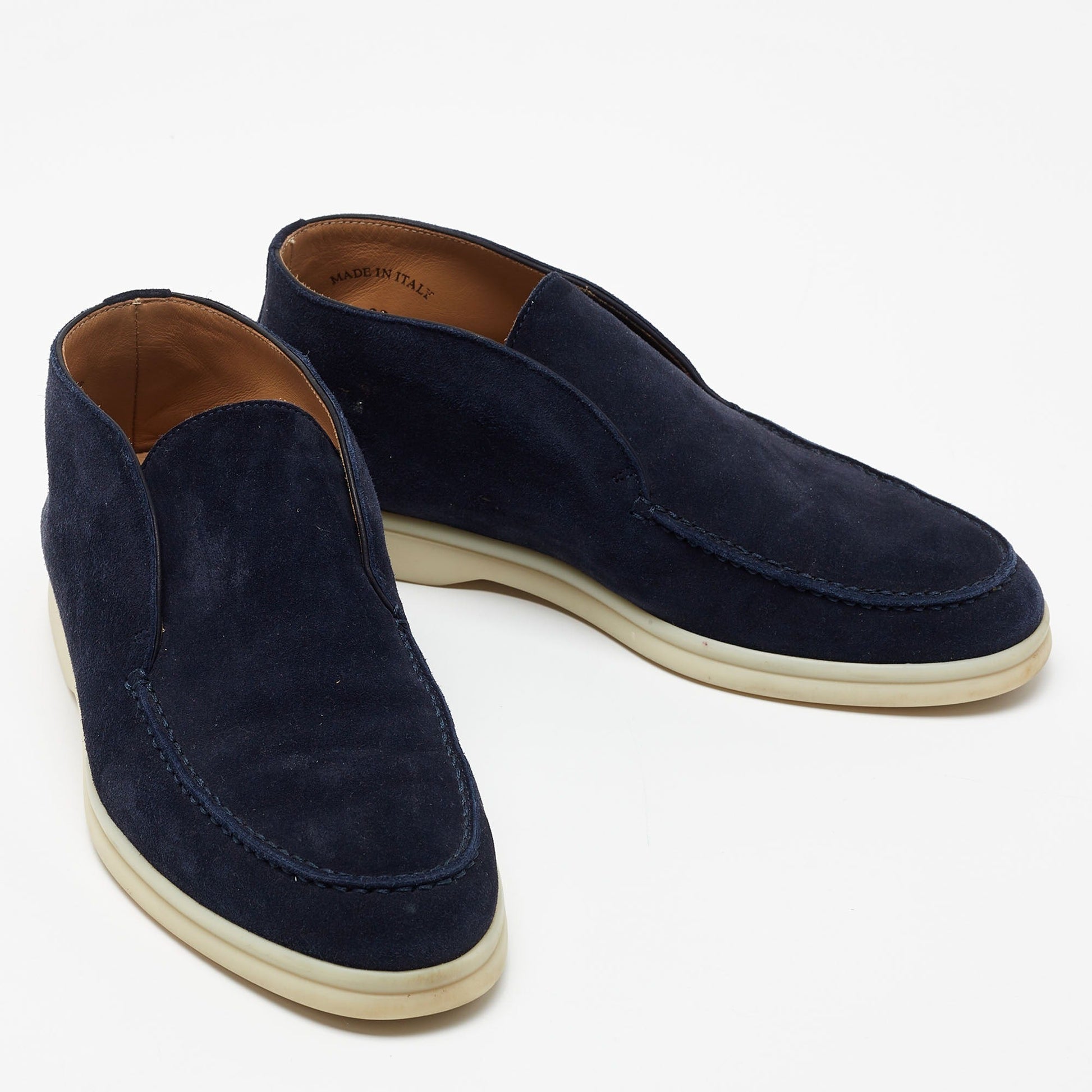 Loro Piana Open Walk Suede Boots - Navy Blue (242)