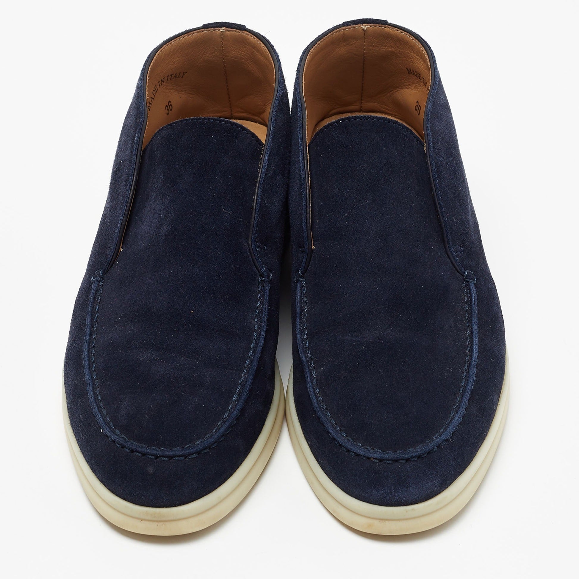 Loro Piana Open Walk Suede Boots - Navy Blue (242)