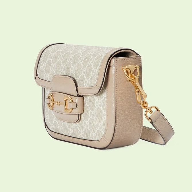 Gucci Horsebit 1955 Mini GG Crossbody Shoulder Bag – Beige