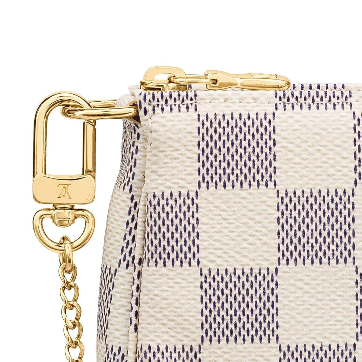 Louis Vuitton Damier Azur Mini Pochette Accessoires Chain Bag – White
