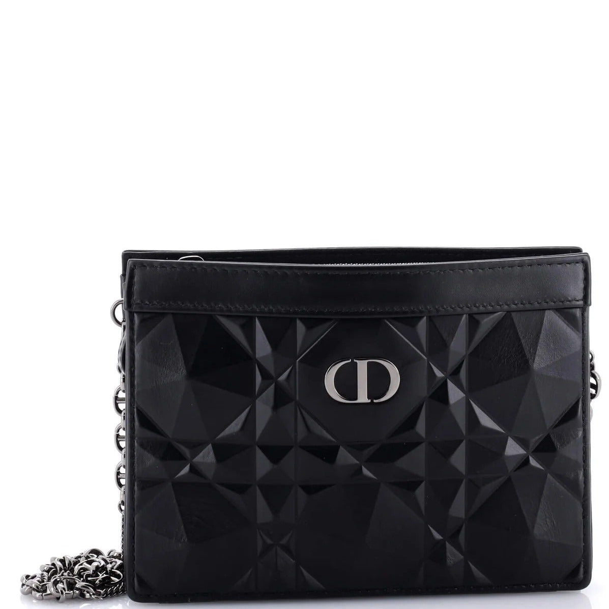 Dior Caro Macrocannage Diamond Quilted Leather Shoulder Bag - Black