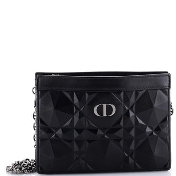 Dior Caro Macrocannage Diamond Quilted Leather Shoulder Bag - Black