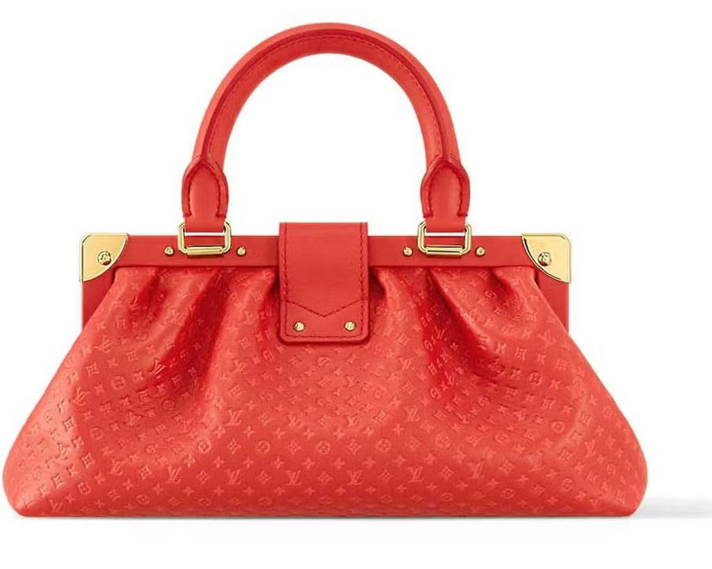 Louis Vuitton Calfskin Leather Mono Clutch Bag – Red