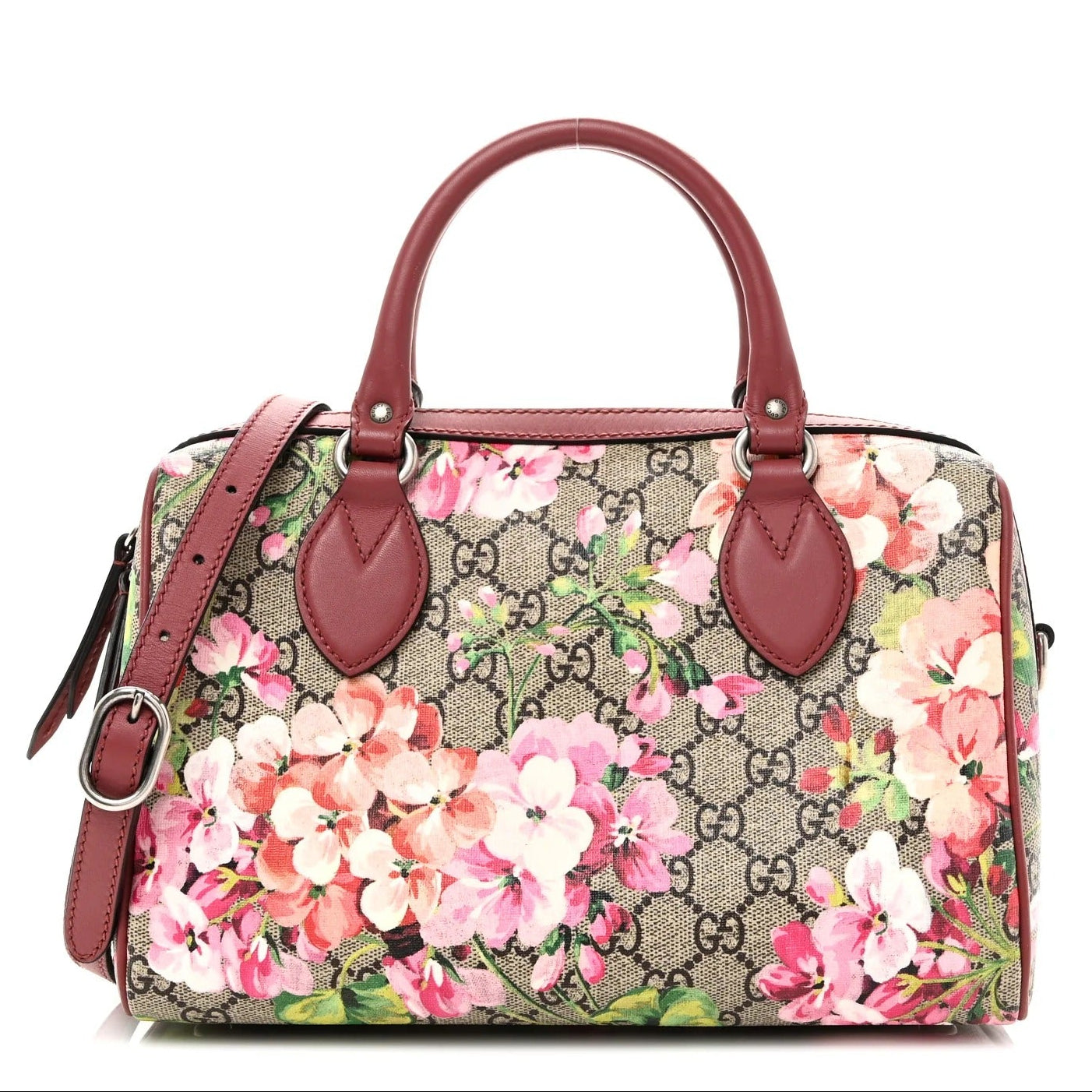 Gucci GG Supreme Blooms Top Handle Boston Bag – Brown