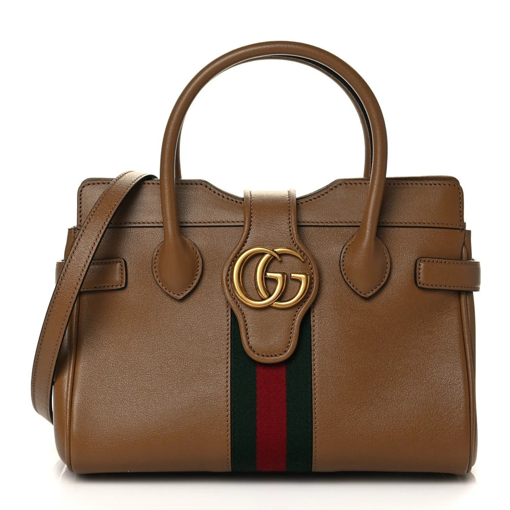 Gucci Small Dahlia Top Handle Bag – Tan Calfskin