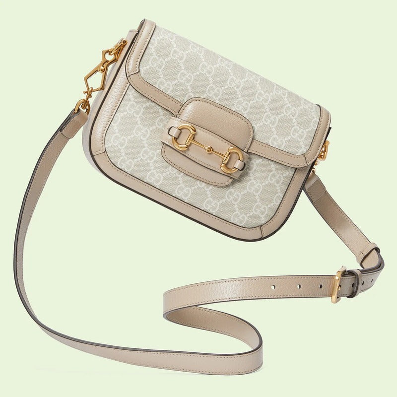 Gucci Horsebit 1955 Mini GG Crossbody Shoulder Bag – Beige