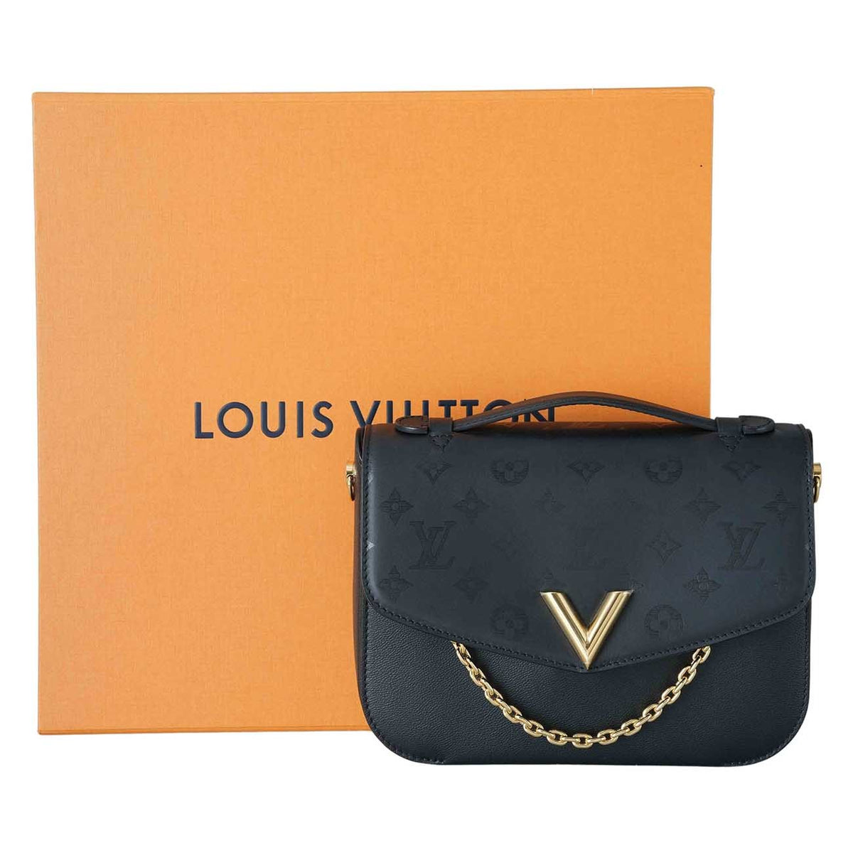 Louis Vuitton Calfskin Monogram Very Messenger Handbag - Black