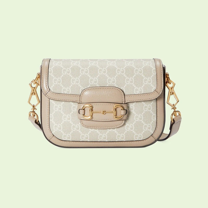 Gucci Horsebit 1955 Mini GG Crossbody Shoulder Bag – Beige