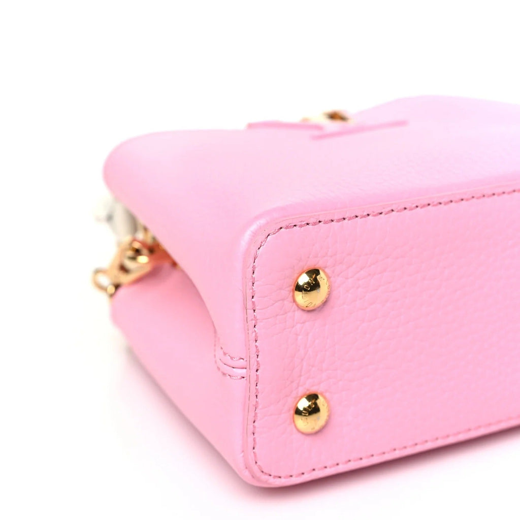 Louis Vuitton Taurillon Flower Chain Mini Capucines Handbag – Candy Pink