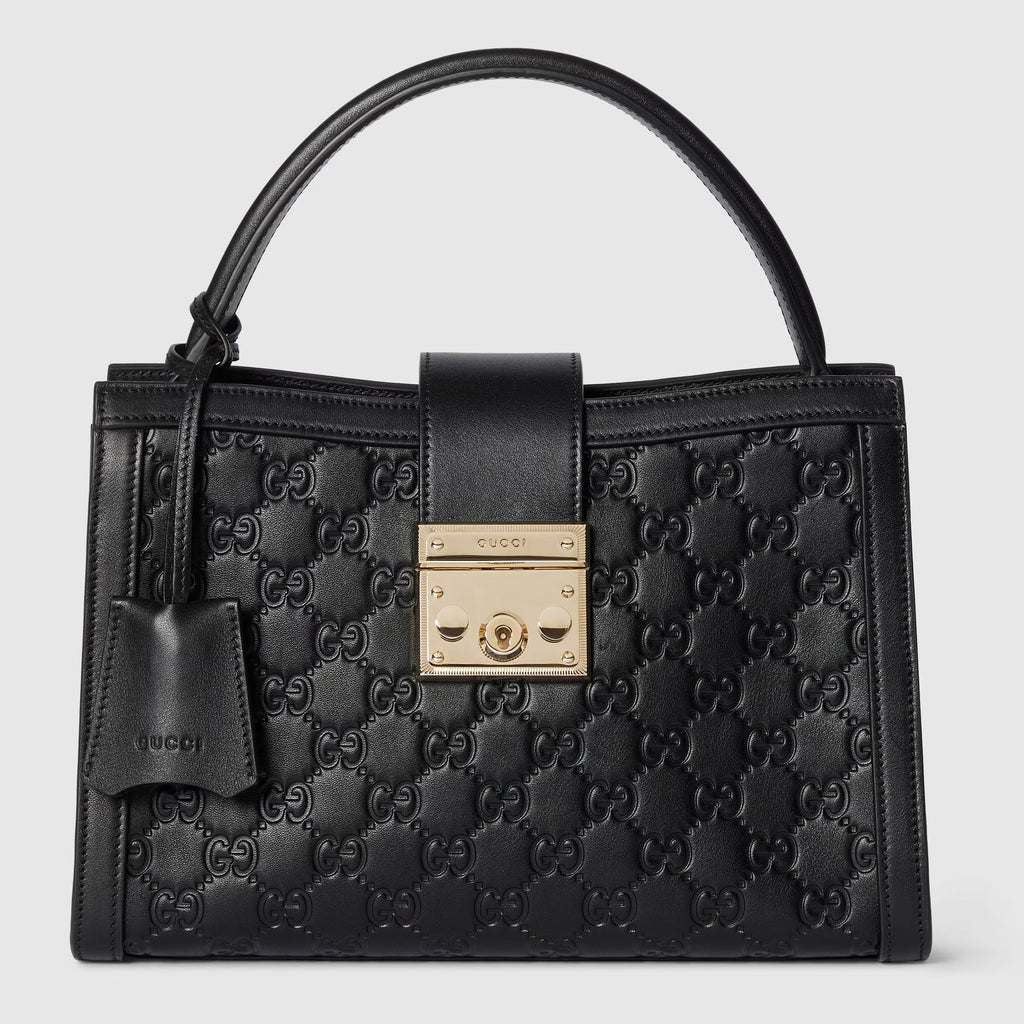 Gucci Padlock Top-Handle Medium Leather Bag – Black