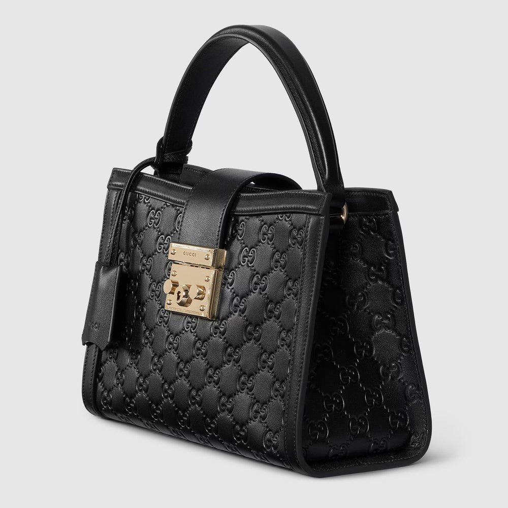 Gucci Padlock Top-Handle Medium Leather Bag – Black