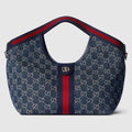 Gucci GG Denim Giglio Small Tote Bag – Blue