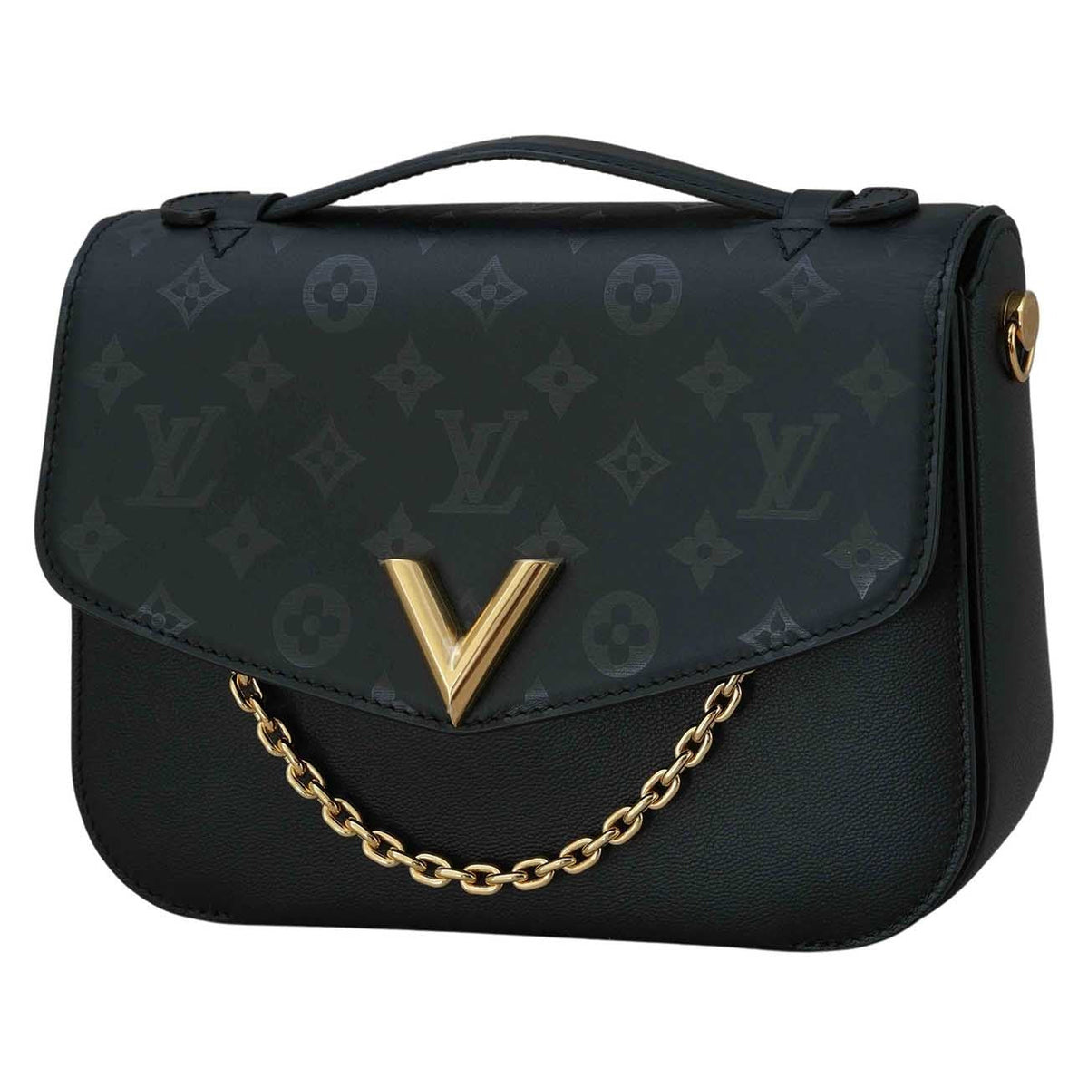 Louis Vuitton Calfskin Monogram Very Messenger Handbag - Black