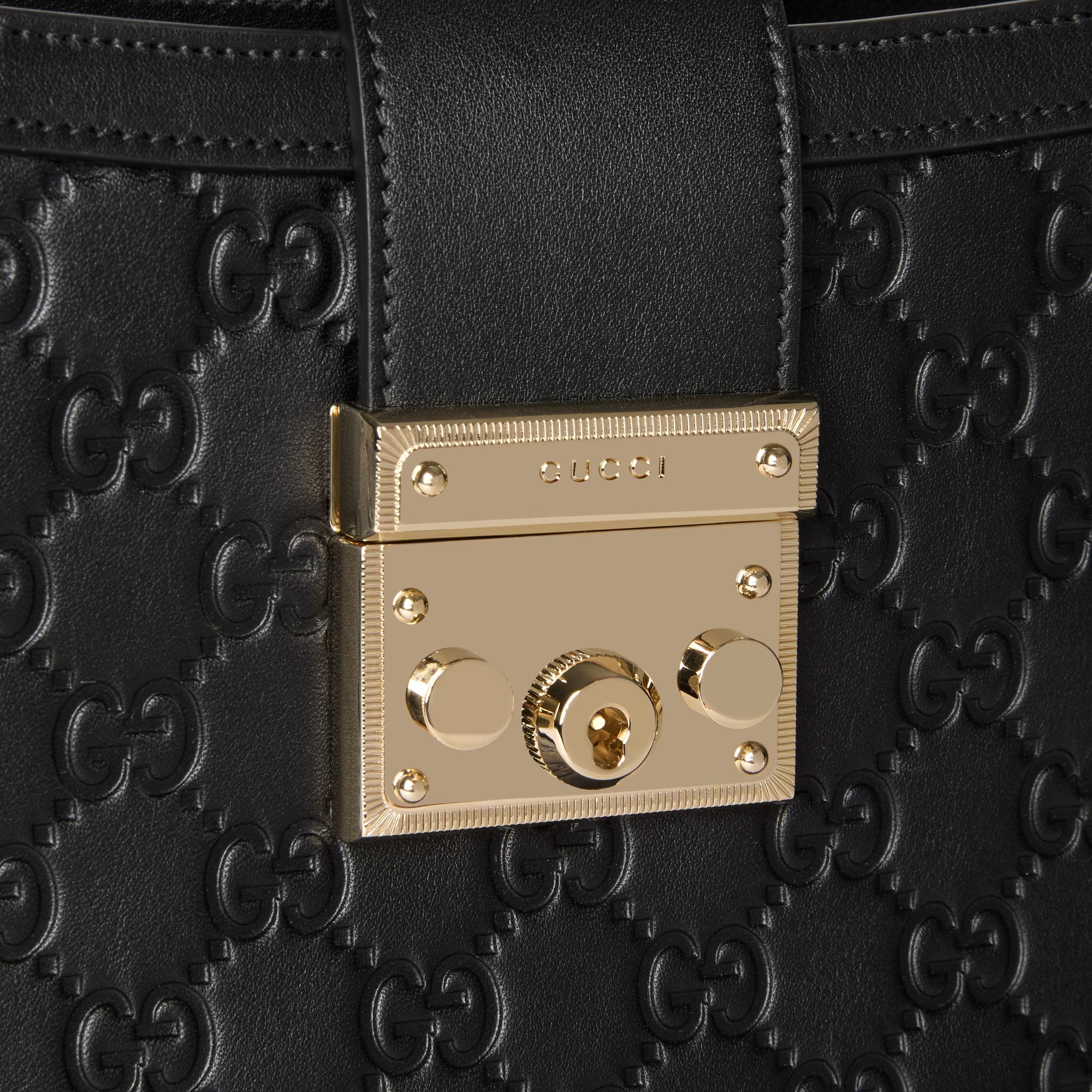 Gucci Padlock Top-Handle Medium Leather Bag – Black