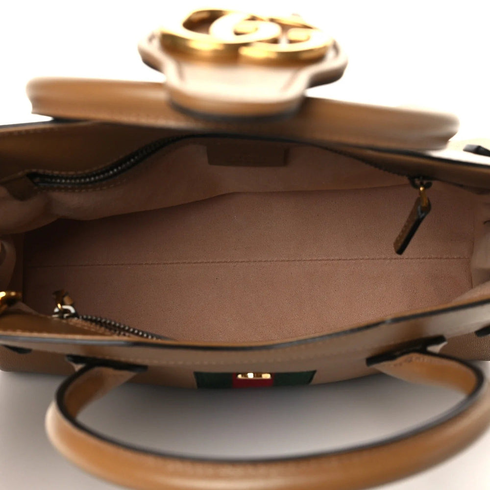 Gucci Small Dahlia Top Handle Bag – Tan Calfskin