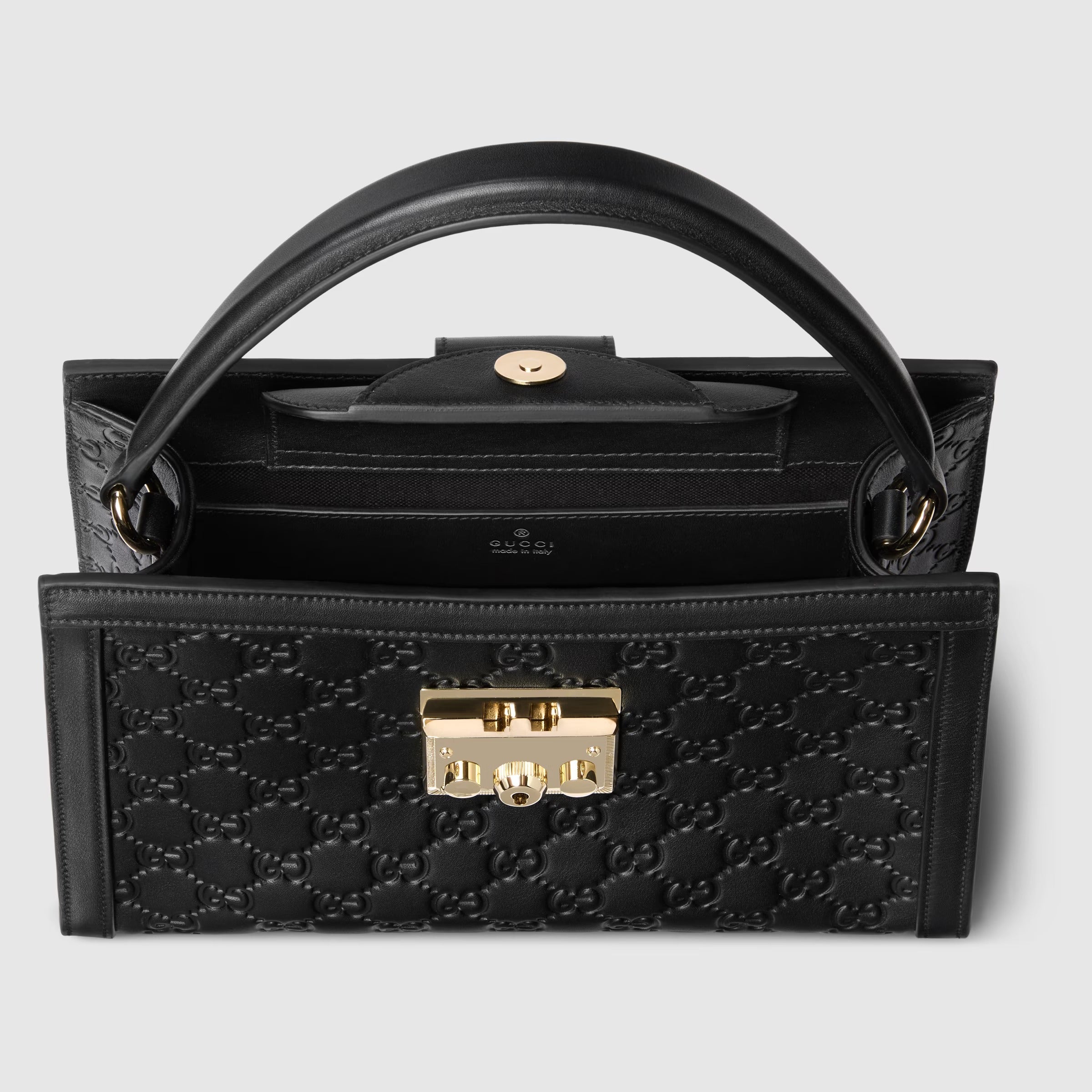 Gucci Padlock Top-Handle Medium Leather Bag – Black