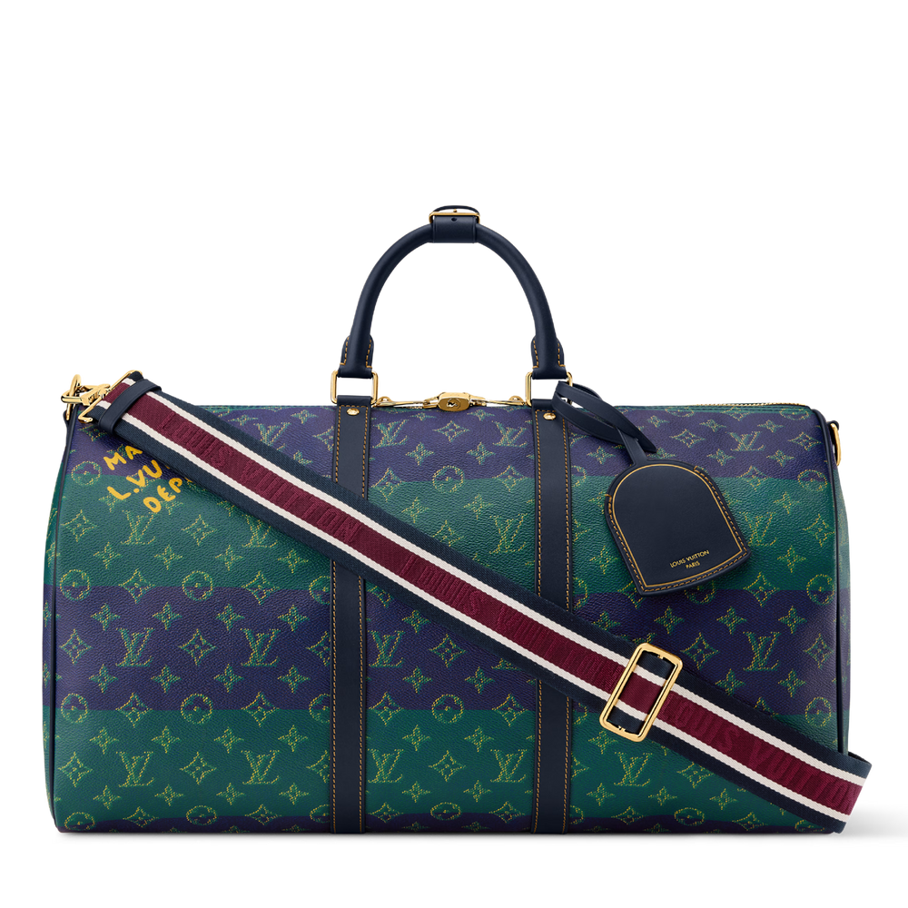 Louis Vuitton Keepall Bandoulière 50 Duffle Bag – Blue Stripes