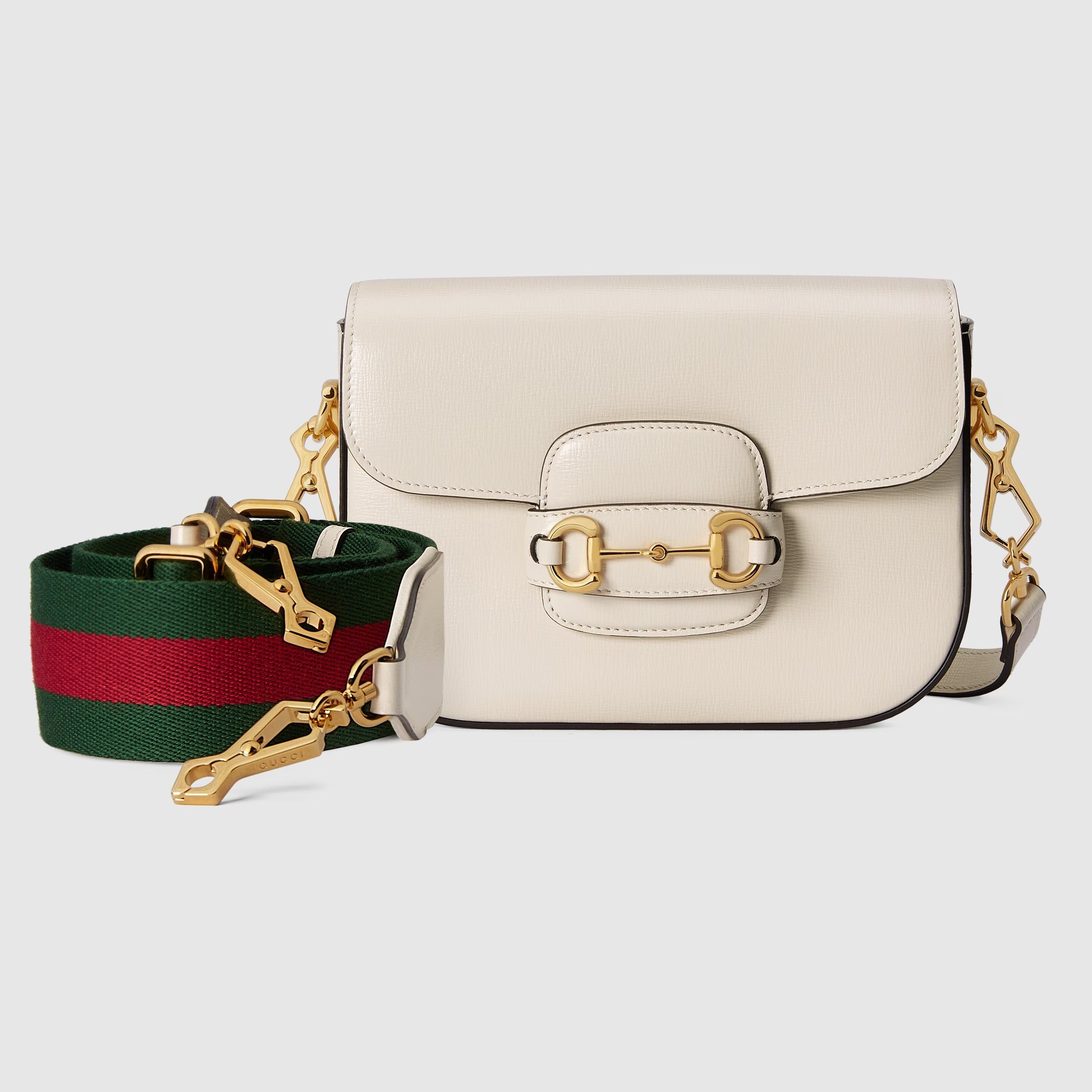 Gucci Horsebit 1955 Small Leather Shoulder Bag – White