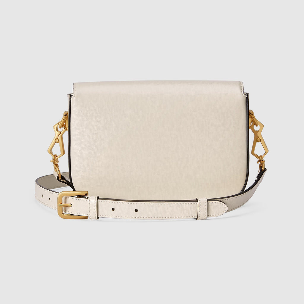 Gucci Horsebit 1955 Small Leather Shoulder Bag – White