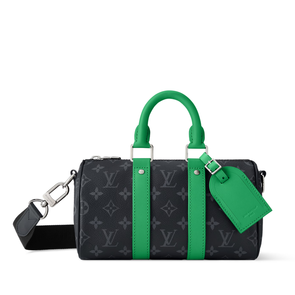 Louis Vuitton Monogram Eclipse Keepall Bandoulière 25 Duffle Bag – Green