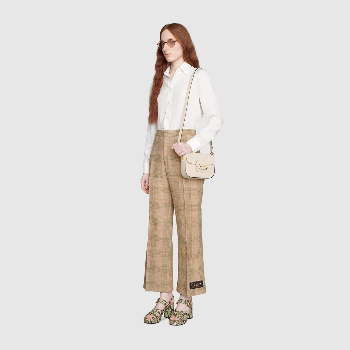 Gucci Horsebit 1955 Small Leather Shoulder Bag – White