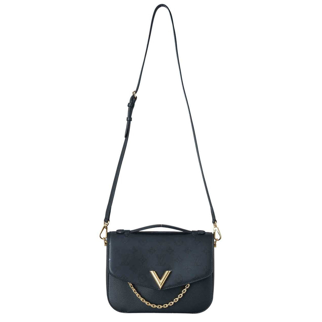 Louis Vuitton Calfskin Monogram Very Messenger Handbag - Black