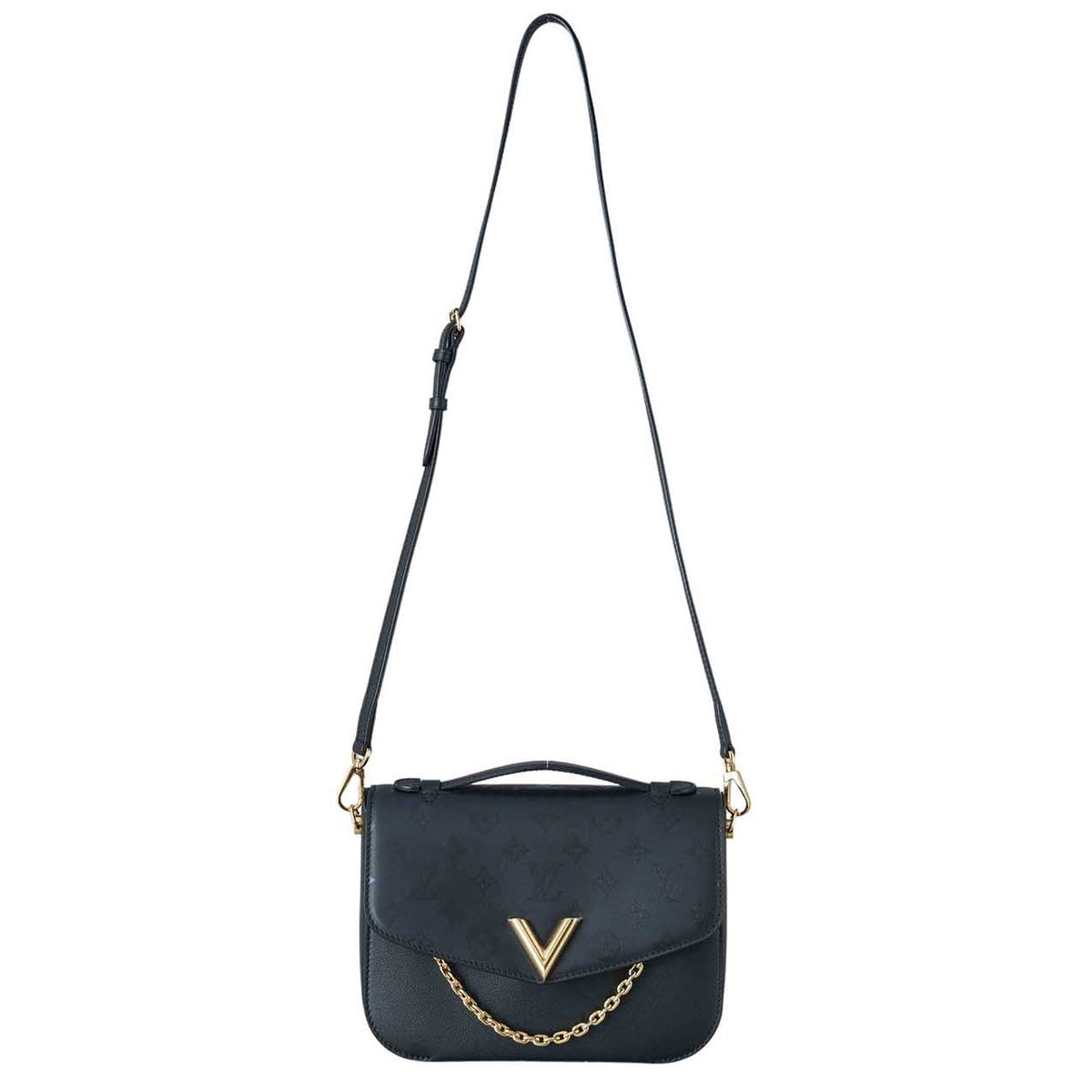 Louis Vuitton Calfskin Monogram Very Messenger Handbag - Black