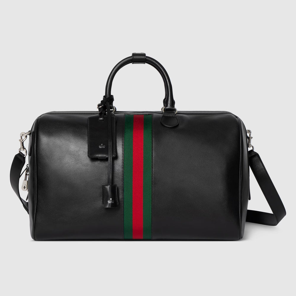 Gucci Web Trademark Medium Duffle Travel Bag – Black