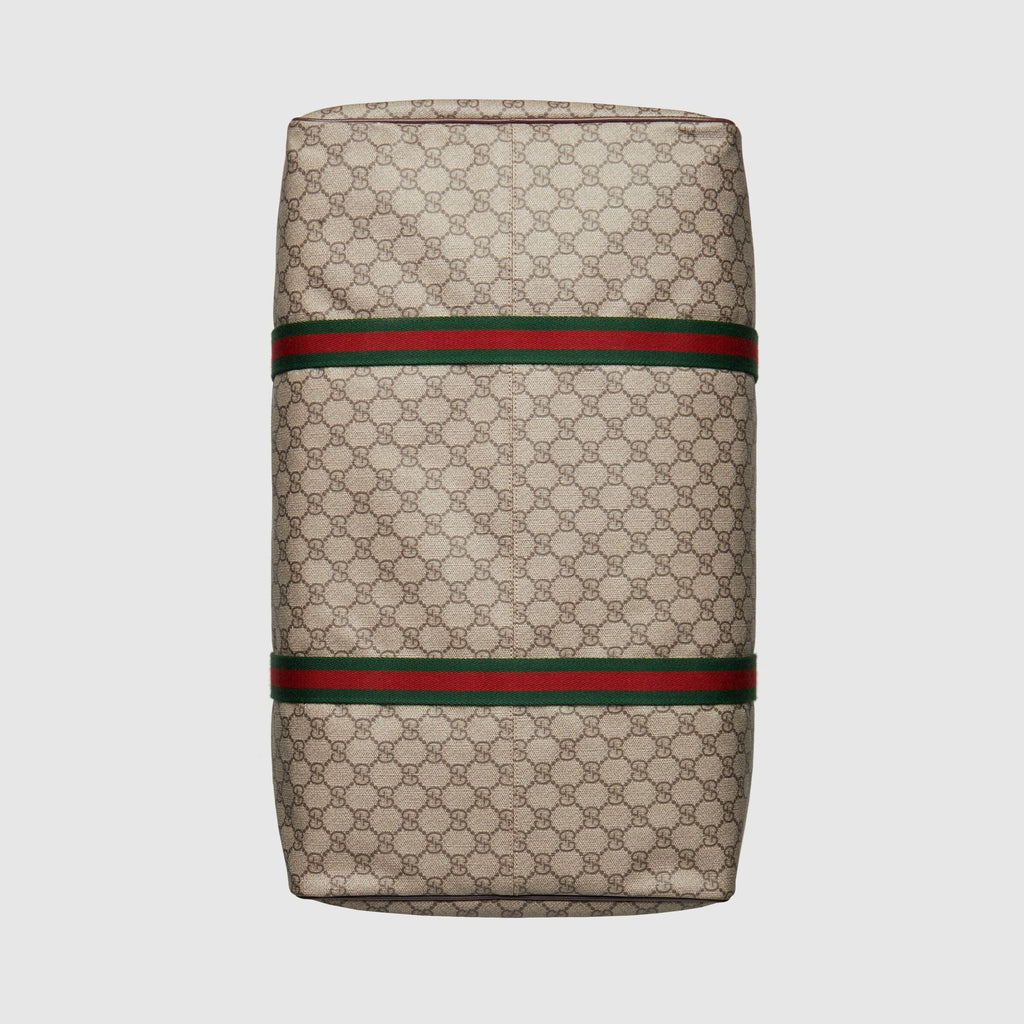 Gucci GG Supreme Canvas Large Duffle Bag with Web - Beige