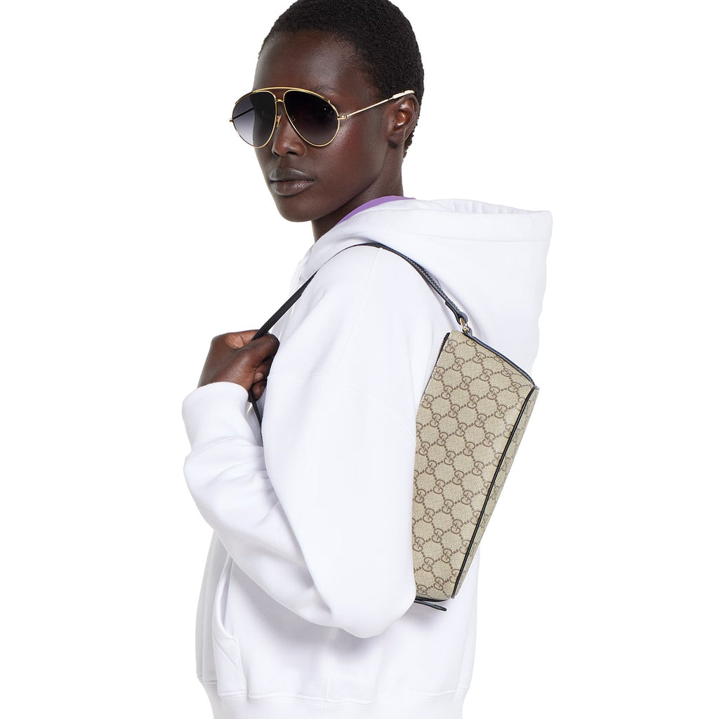 Gucci GG Monogram Small Shoulder Bag – Beige & Black
