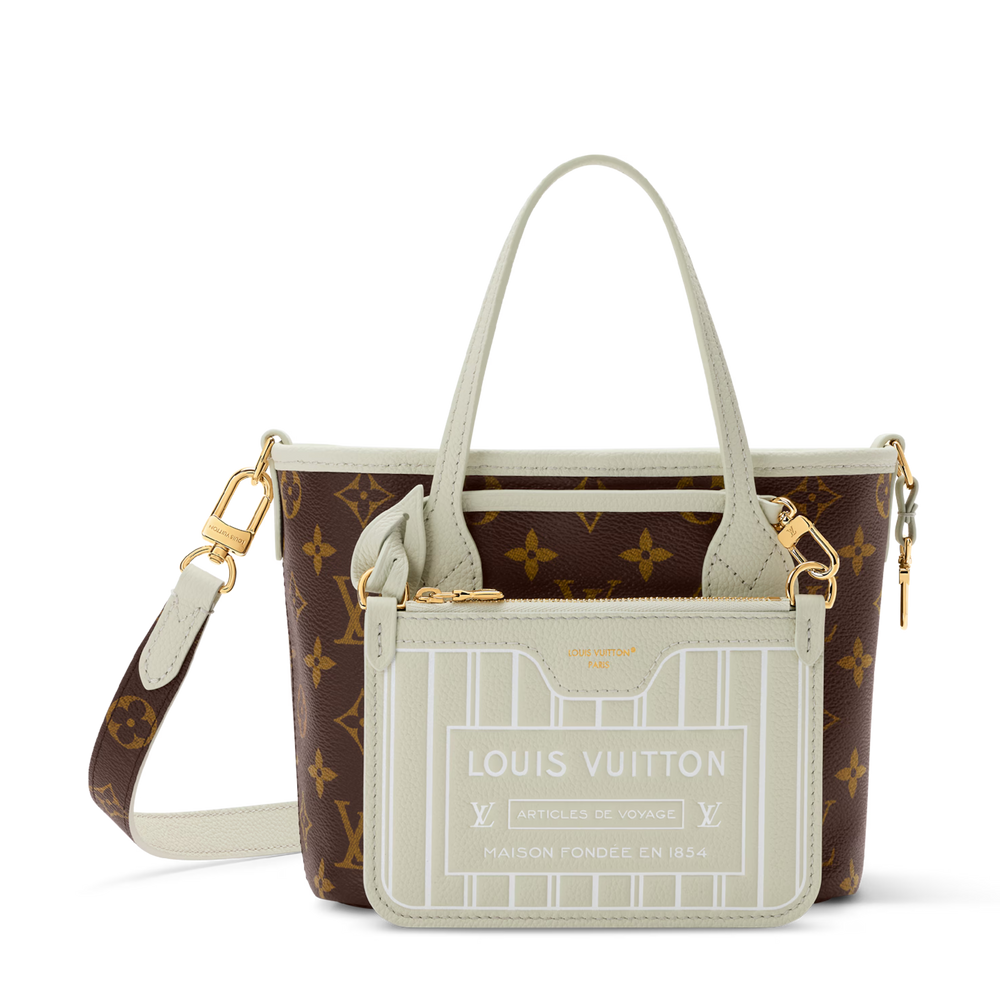 Louis Vuitton Monogram Celadon Neverfull Bandoulière Inside Out BB Handbag – Beige