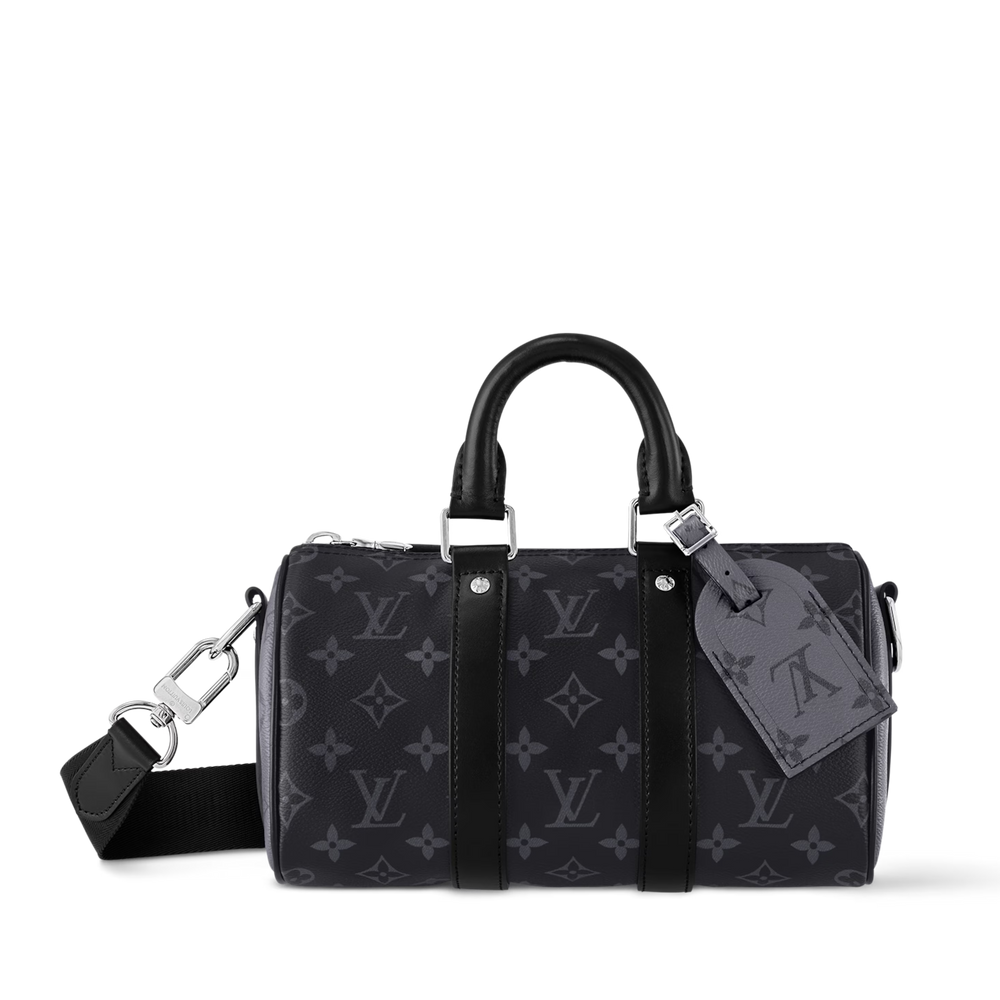 Louis Vuitton Monogram Eclipse Keepall Bandoulière 25 Duffle Bag – Grey