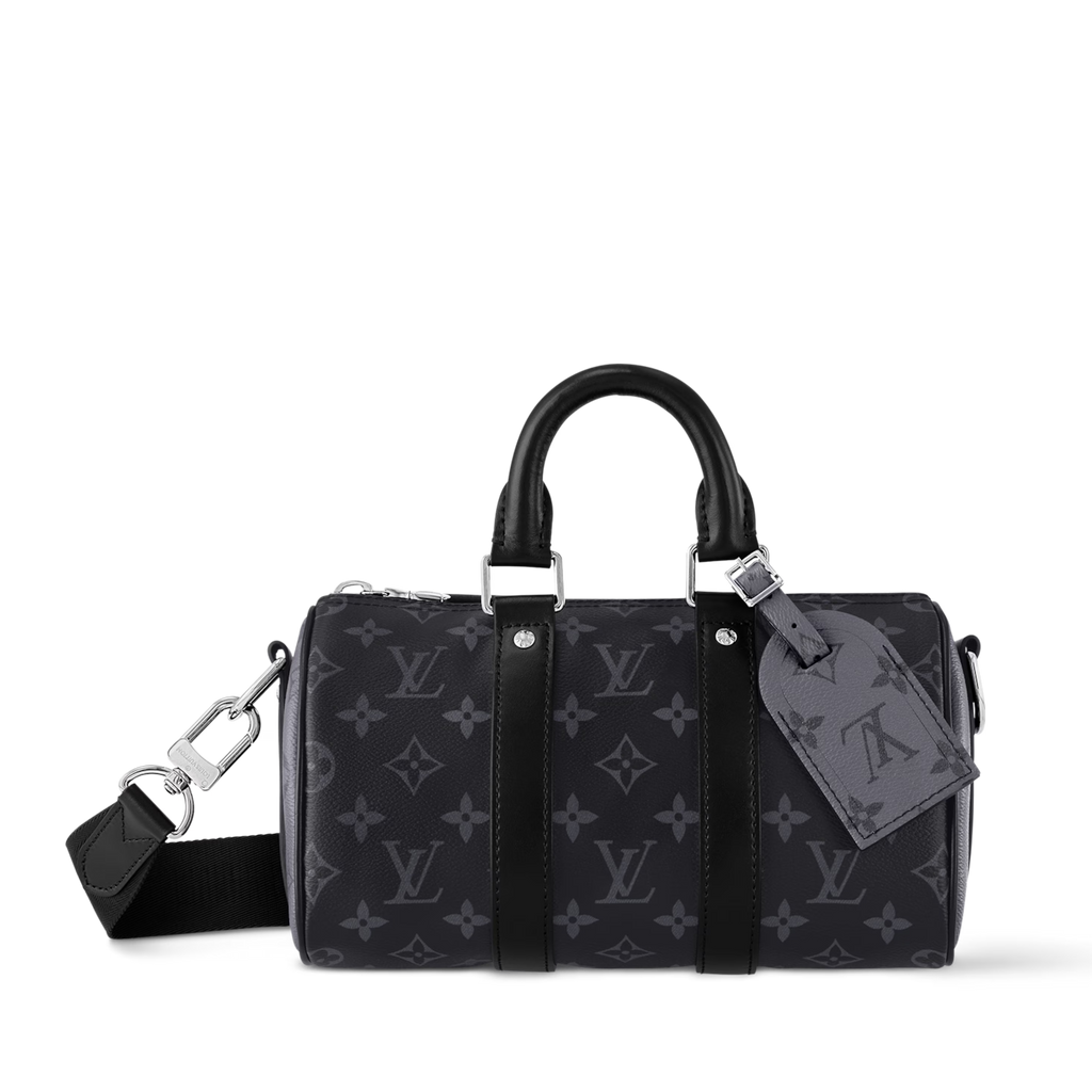 Louis Vuitton Monogram Eclipse Keepall Bandoulière 25 Duffle Bag – Grey