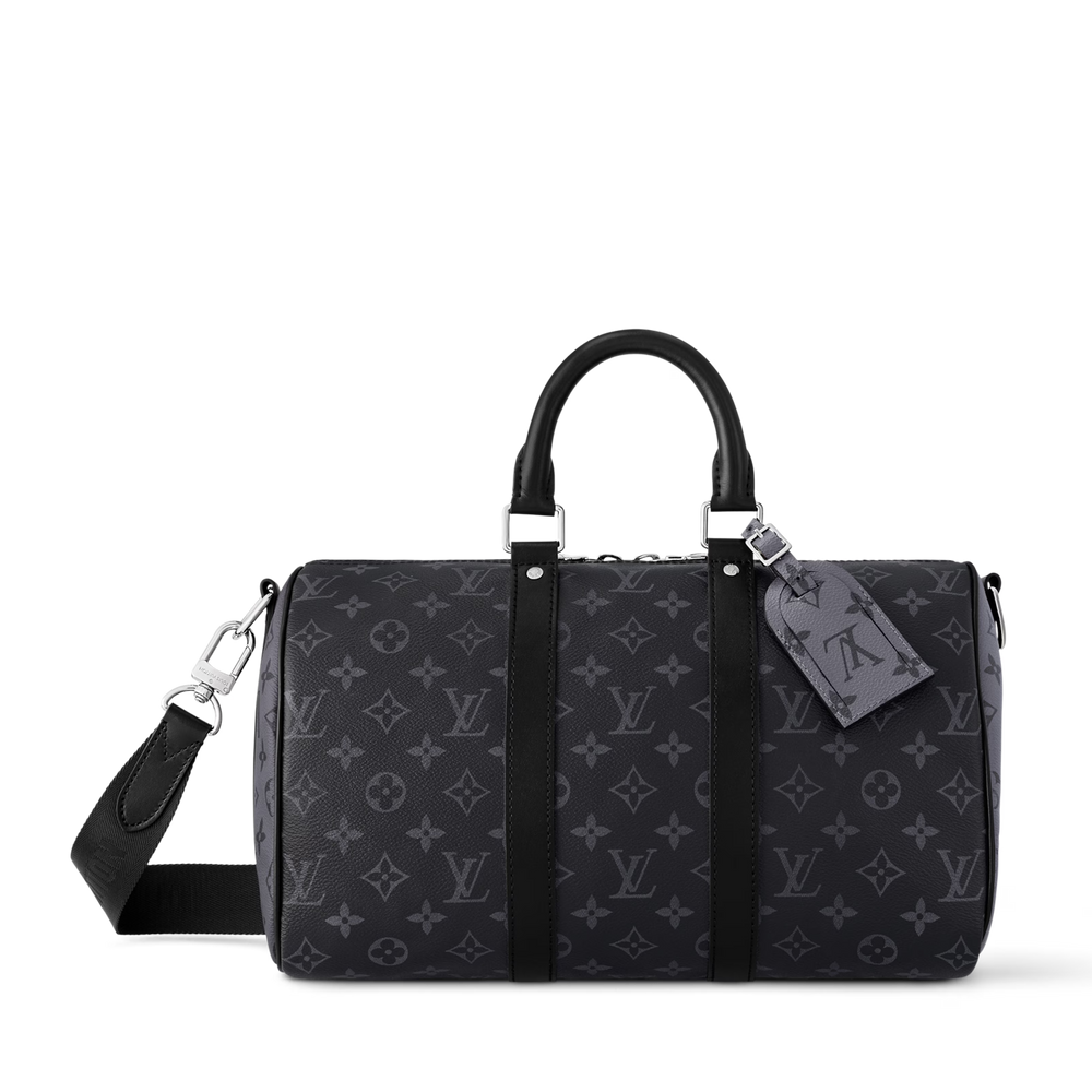 Louis Vuitton Monogram Eclipse Keepall Bandoulière 35 Duffle Bag – Black