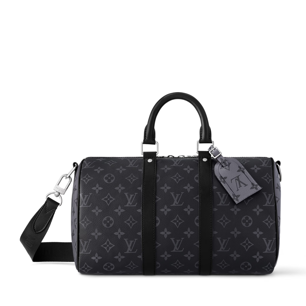 Louis Vuitton Monogram Eclipse Keepall Bandoulière 35 Duffle Bag – Black
