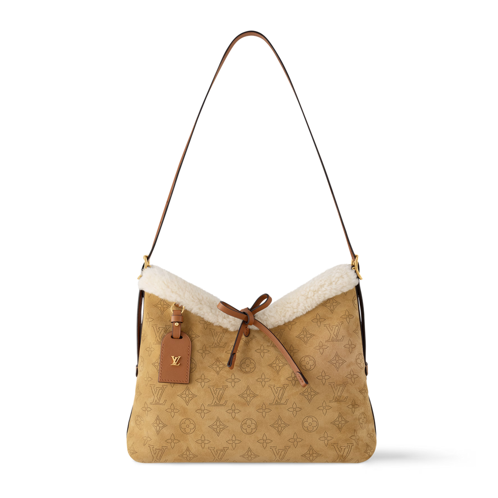 Louis Vuitton Mahina Suede Leather CarryAll PM Shoulder Bag – Beige