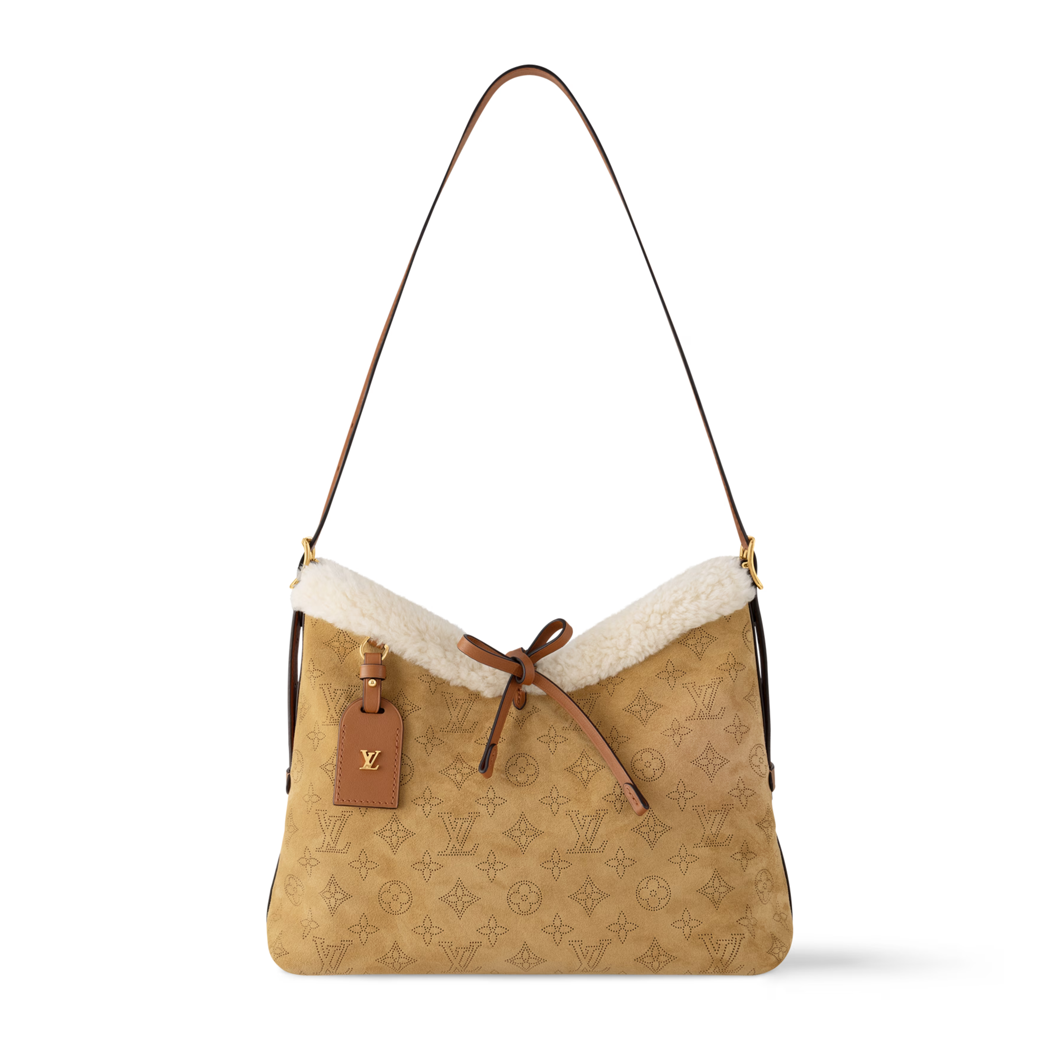 Louis Vuitton Mahina Suede Leather CarryAll PM Shoulder Bag – Beige