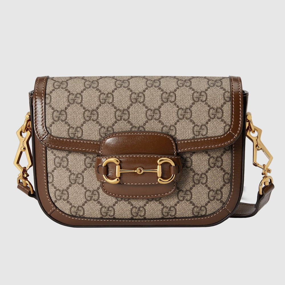 Gucci Horsebit 1955 GG Supreme Canvas Small Shoulder Bag – Beige
