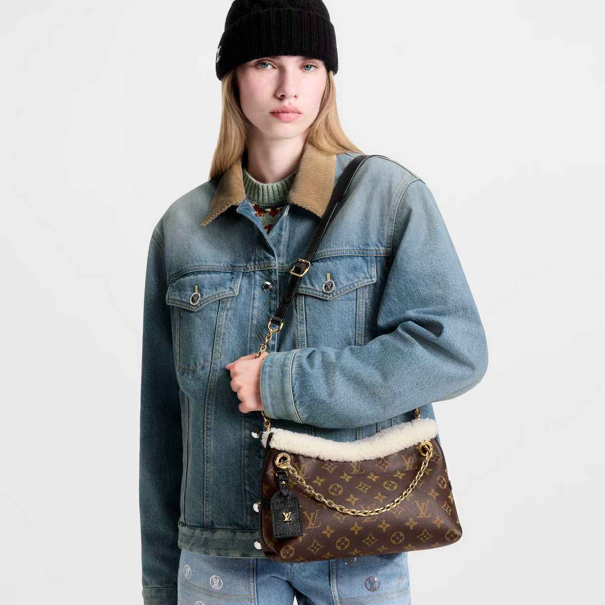 Louis Vuitton LV Ski Monogram Shearling CarryAll BB Handbag – Brown
